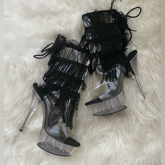 6 inch Pleaser Fringe Ankle Boots - Picture 1 of 6